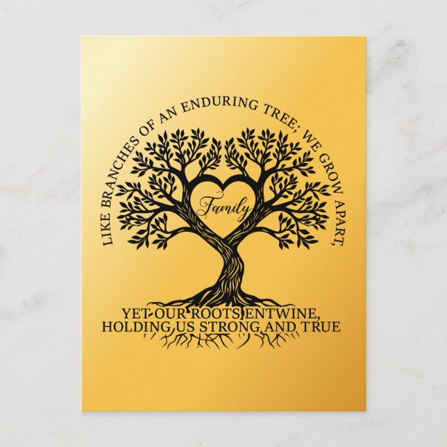 Inspirational family quotes on a tree with roots postkarte (Vorderseite)