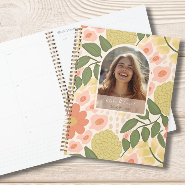 Inspirational Floral Photo Weekly Monthly Planner Planer (Modern Floral Personalized Planner)