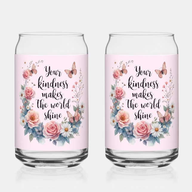 Inspirational Floral Quote with Butterflies Dosenglas (Vorderseite)