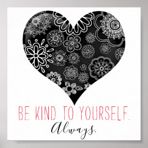 Inspirational Girl Doodle Bläschen Schwarzes Herz Poster