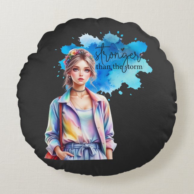 Inspirational Girl Graphic  Rundes Kissen (Vorderseite)