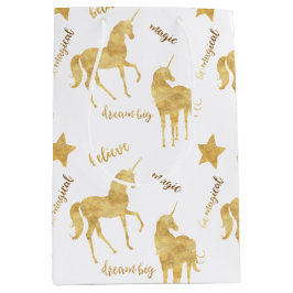 Inspirational Gold Unicorns Stars     Mittlere Geschenktüte