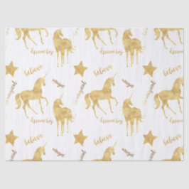 Inspirational Gold Unicorns Stars    Seidenpapier