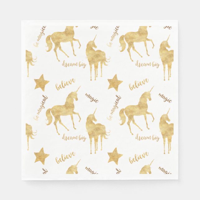 Inspirational Gold Unicorns Stars Serviette (Vorderseite)