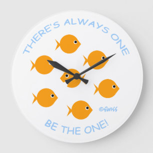 Inspirational Goldfish Teacher Motto Classroom Große Wanduhr