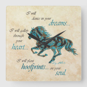 Inspirational Horse Square Wall Clock Quadratische Wanduhr