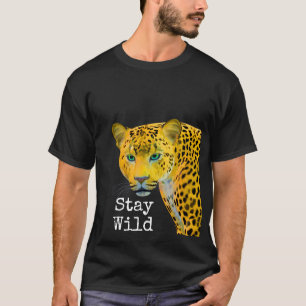 Inspirational Leopard Bleibe Wild Black T-Shirt