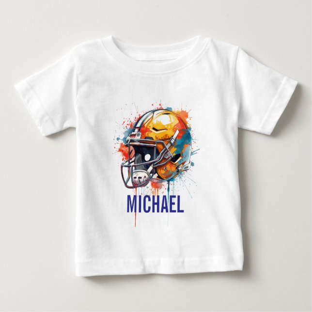 Inspirational Motivational Football Helmet Name Baby T-shirt (Vorderseite)