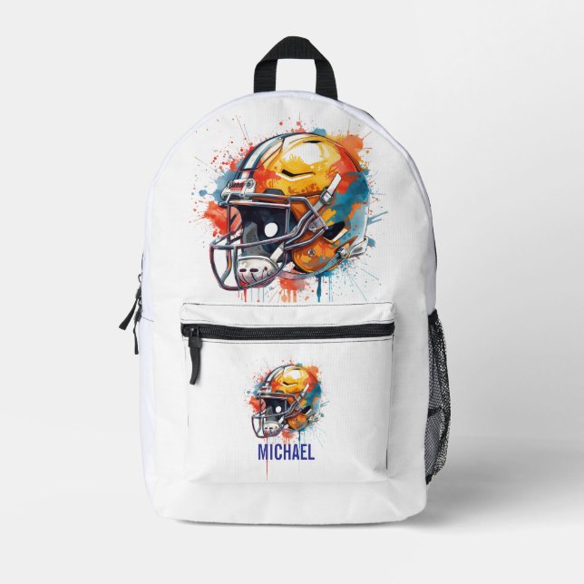 Inspirational Motivational Football Helmet Name Bedruckter Rucksack (Vorderseite)