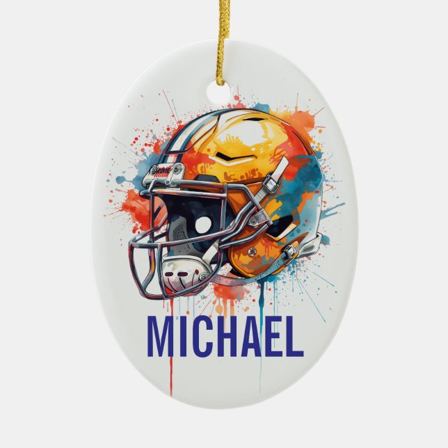Inspirational Motivational Football Helmet Name Keramik Ornament (Vorne)