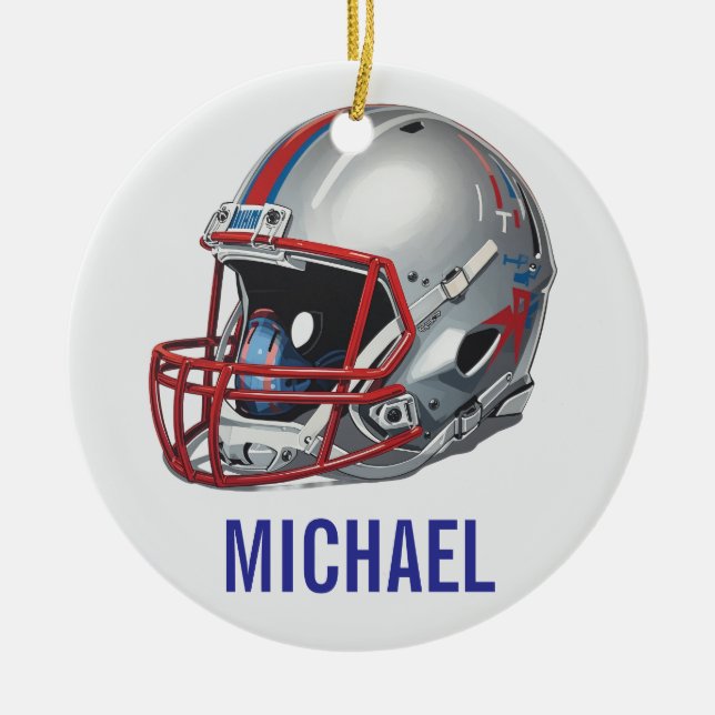 Inspirational Motivational Football Helmet Name Keramik Ornament (Vorne)
