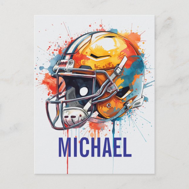Inspirational Motivational Football Helmet Name Postkarte (Vorderseite)