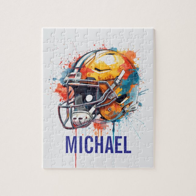 Inspirational Motivational Football Helmet Name Puzzle (Vertikal)