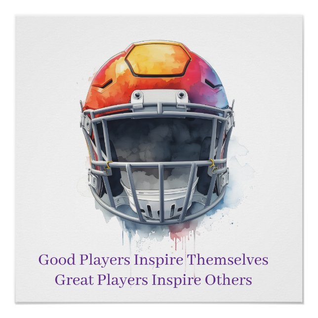 Inspirational Motivational Football Helmet  Poster (Vorderseite)