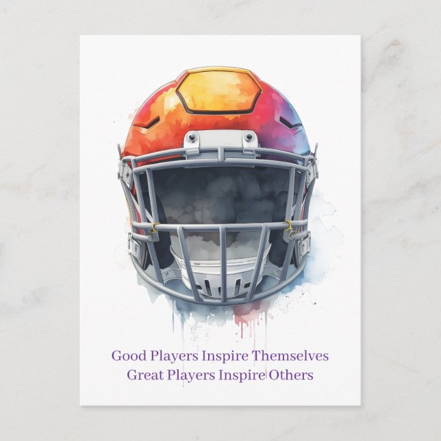 Inspirational Motivational Football Helmet  Postkarte (Vorderseite)