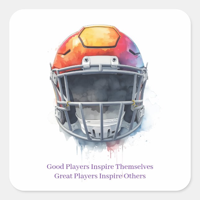 Inspirational Motivational Football Helmet  Quadratischer Aufkleber (Vorderseite)