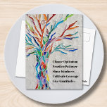 Inspirational Motivational Quote Tree Postkarte<br><div class="desc">This decorative postcard features a mosaic tree in rainbow colors and an inspiring quote.
Because we create our own artwork you won't find this exact image from other designers.
Original Mosaic © Michele Davies.
Original Quote © Michele Davies.</div>