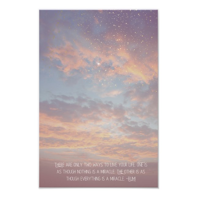 Inspirational Motivational Rumi Quote Stars Clouds Fotodruck (Vorne)