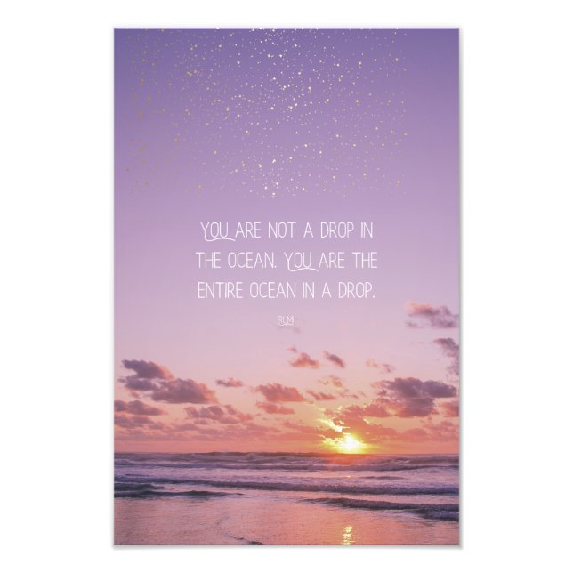 Inspirational Motivational Rumi Quote Sunset Sea Fotodruck (Vorne)