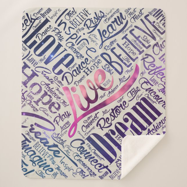 Inspirational motivierend Wort-Wolken-Kunst Sherpadecke (Vorderseite)