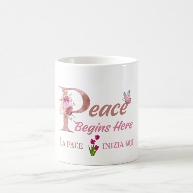 Inspirational Peace Butterfly Art Kaffeetasse (Mittel)