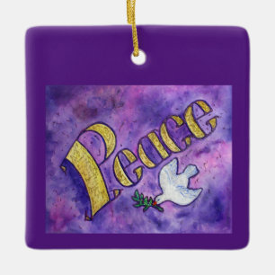 Inspirational Peace Word Art Custom Gift Ornamente