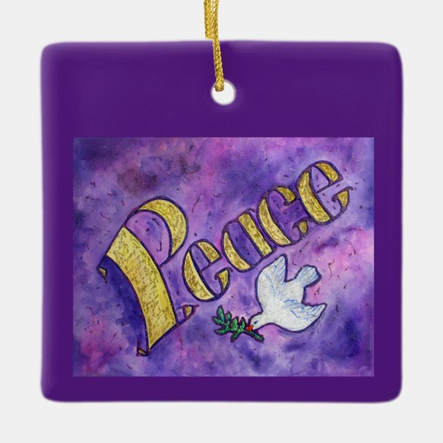 Inspirational Peace Word Art Custom Gift Ornamente (Vorderseite)