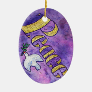 Inspirational Peace Word Art Custom Gift Ornamente