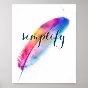 inspirational poster simplify colorful feather art