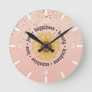 Inspirational Quote Sunflower Runde Wanduhr