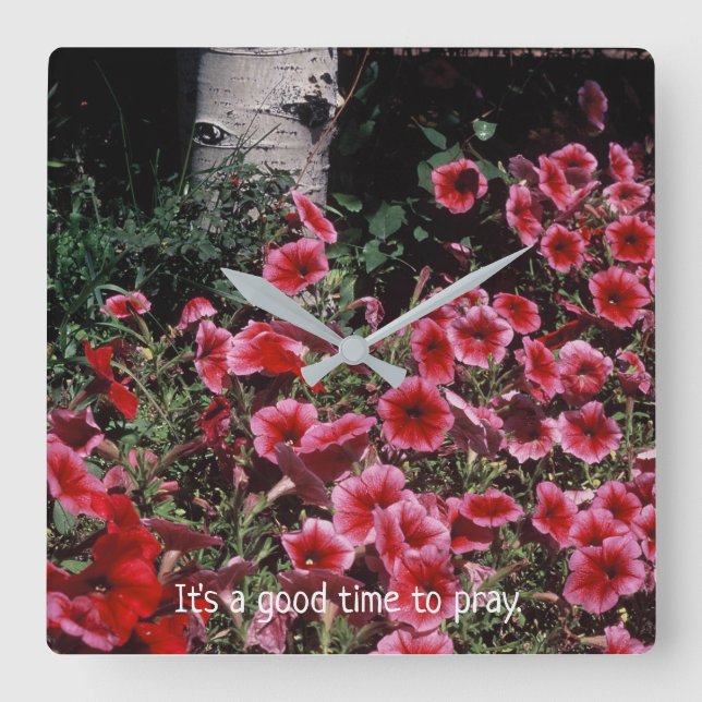 Inspirational Reminder to Pray Quadratische Wanduhr (Vorderseite)