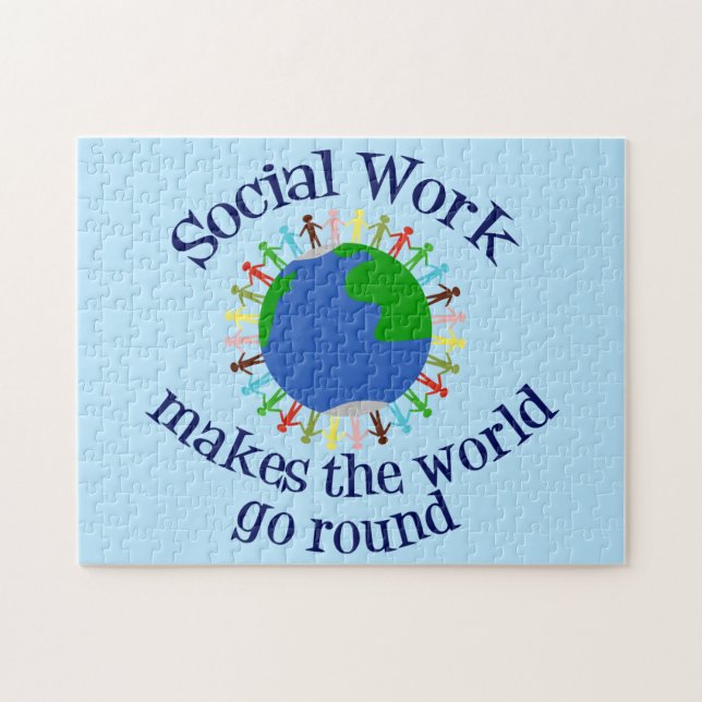 Inspirational Social Work World Quote Blue Puzzle (Horizontal)