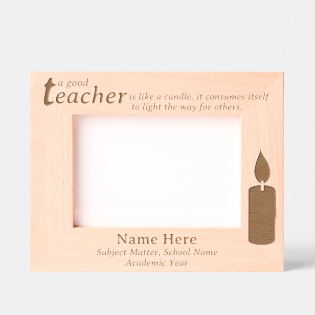 Inspirational Teacher Candle and Custom Name, Text Geätzte Rahmen (Vorderseite)