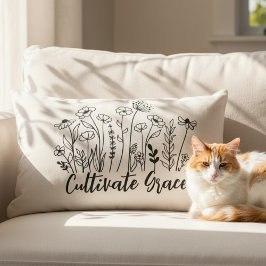 Inspirational Throw Pillow - Cultivate Grace Flora Lendenkissen