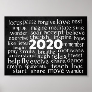 Inspirational Verb Word Cloud für 2020 Poster