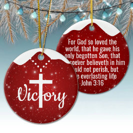 Inspirational Victory Cross Christian Decor  ⛪️ 🎄 Keramik Ornament