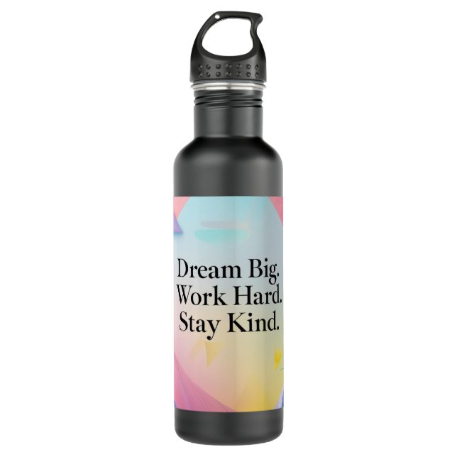 Inspirational Water Bottle – "Dream Big" Motivatio Edelstahlflasche (Vorderseite)
