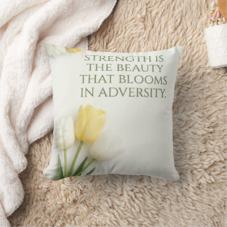 Inspirational White and Yellow Tulip Throw Pillow Kissen