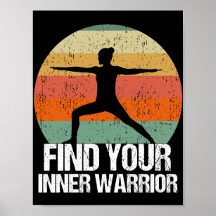 Inspirational Yoga Warrior Sunset Quote Poster