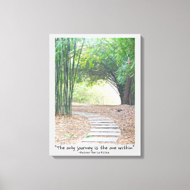 Inspirational Zen Quote Bamboo Path Trail Leinwanddruck (Vorderseite)