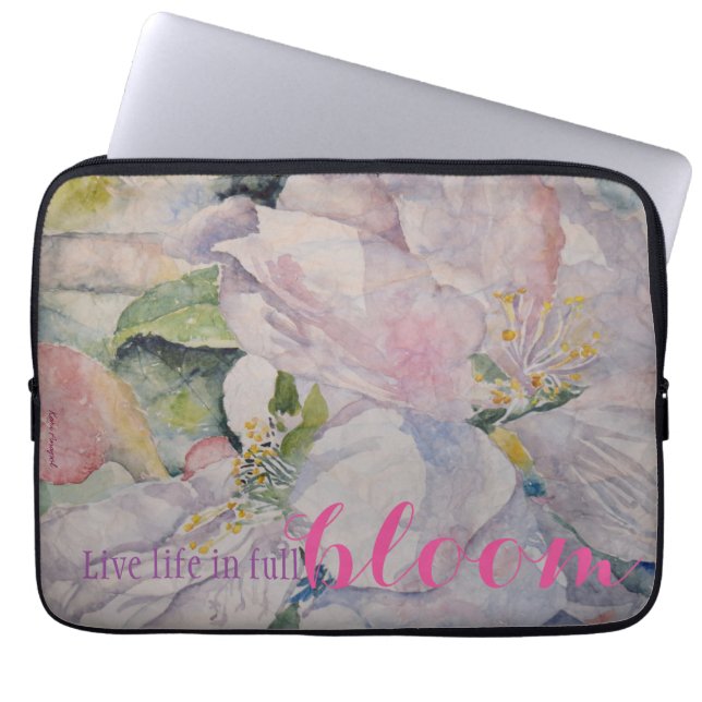 Inspirations-Zitat-BlumenAquarell-Kunst Laptopschutzhülle (Vorderseite)