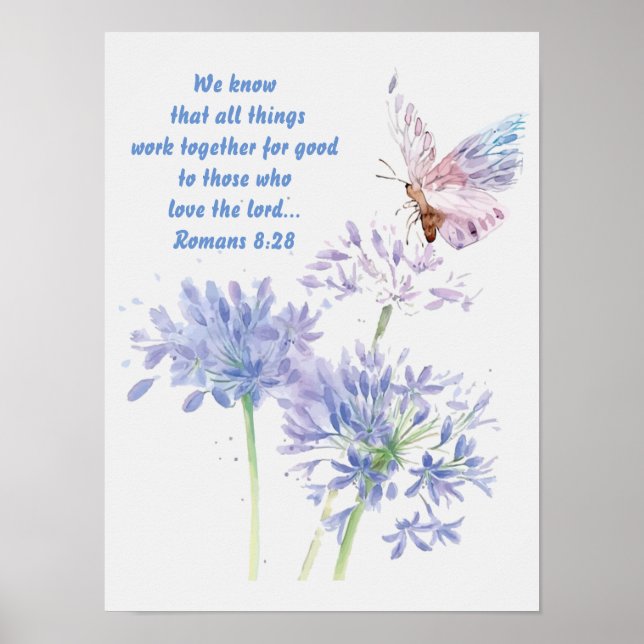 Inspirationsbibel-Römer 8:28 Zitat-Schmetterling Poster (Vorne)