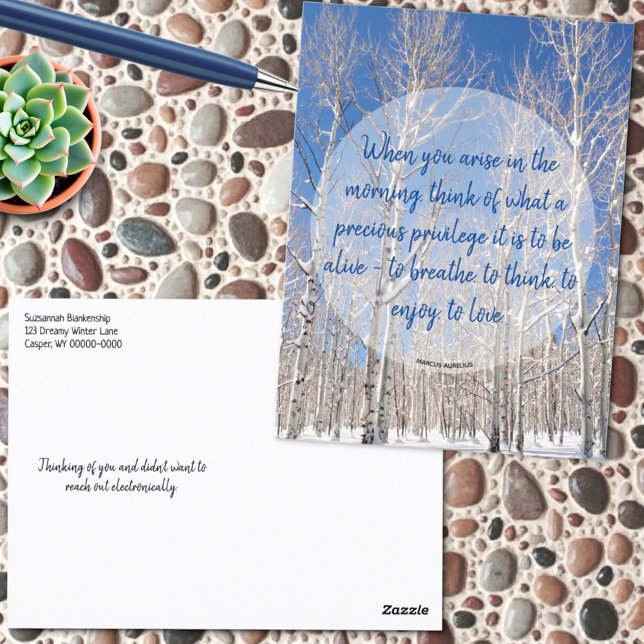 Inspirationseffekte Winterlandschaft Foto & Zitat Postkarte (front and back template text postcard)