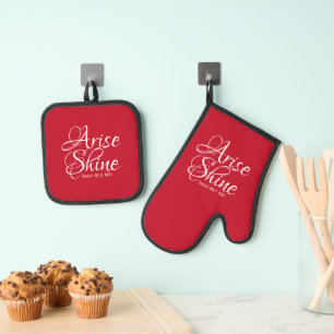 Inspirationserhöhung und Christlicher Glaube Rot Ofenhandschuh & Topflappen-Set