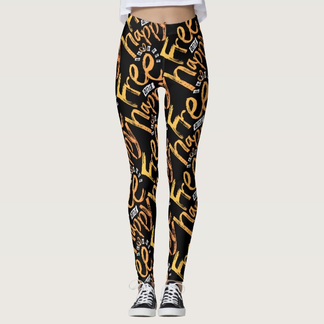 Inspirationsfreies glückliches gelbes gelbes leuch leggings (Vorderseite)