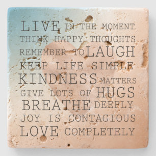 Inspirationsgebote Blaues Schwarzes Herz   Steinuntersetzer