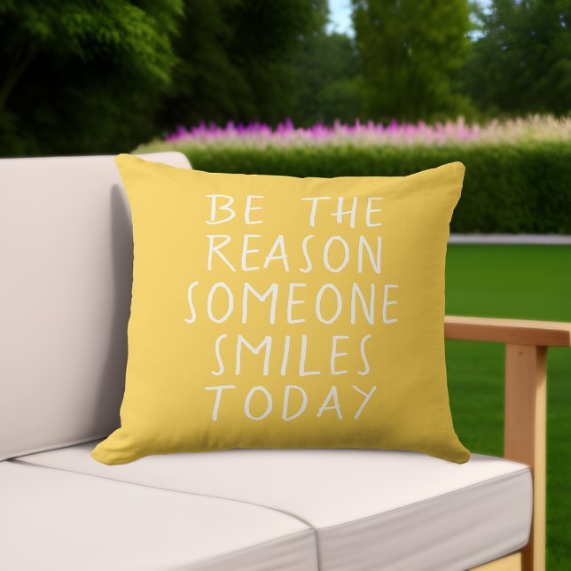 Inspirationsgroßes gelbes Außenkissen Kissen (Inspirational Yellow Pillow: Spread Summer Smiles and Positivity! 😊🌼)