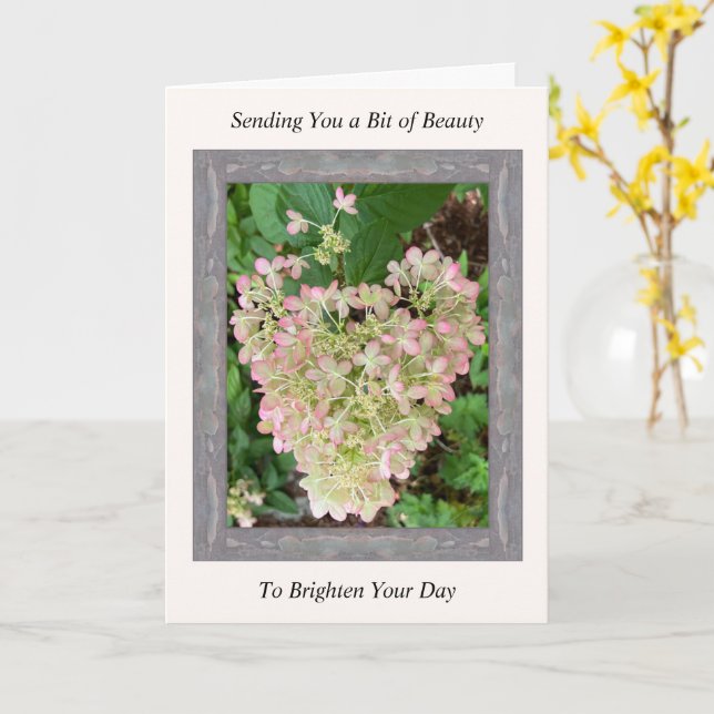 Inspirationshet-Well-Card mit rosa Hydrangea Karte (Gelbe Blume)