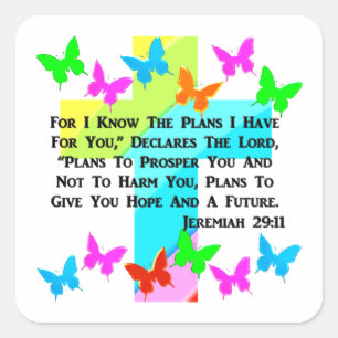 INSPIRATIONSJEREMIAH 29:11 CHRISTLICH QUADRATISCHER AUFKLEBER