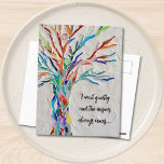 Inspirationsquelle Postkarte<br><div class="desc">Diese dekorative Postkarte ist mit einem Mosaikbaum in Regenbogenfarben und einem inspirierend Zitat ausgestattet. Einfach mit eigenen Worten anpassbar. Weil wir unsere Kunstwerke erstellen,  werden Sie dieses exakte Bild von anderen Designern nicht finden. Original Mosaik © Michele Davies.</div>